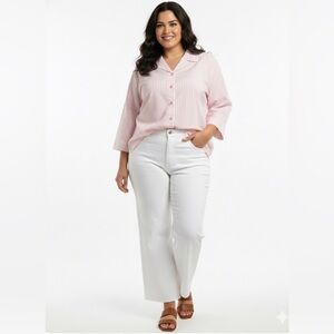 NWOT Tabi Pink & White Pin Striped Button Down Shirt XL